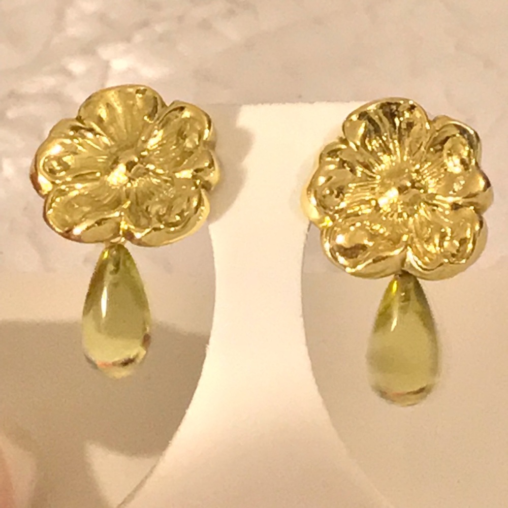 Gorgeous 18Kt gold detachable gem drop earrings - Picture 5 of 16